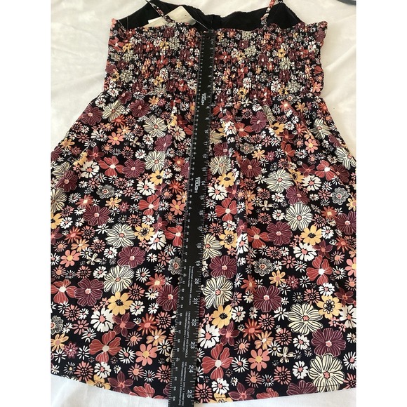 New floral babydoll sundress Woman's XL Mini Black Y2K Peasant Boho - Picture 8 of 9